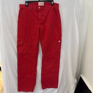 Revice Jeans Womens Twenty Seven Cargo Straight Mid Rise USA Made Red 30